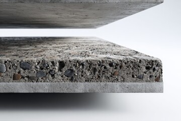 Close up view of modern concrete slabs showcasing textured surfaces and layers