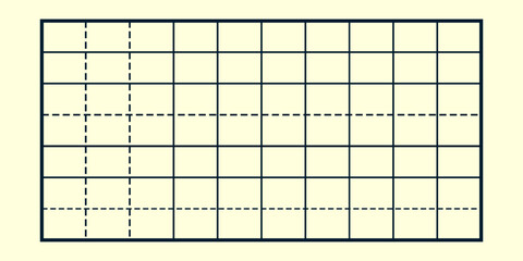 Geometric grid pattern with dashed and solid lines on light background.