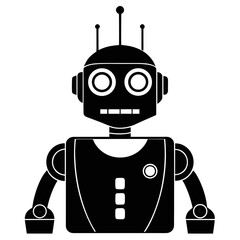 Futuristic AI robot head vector illustration