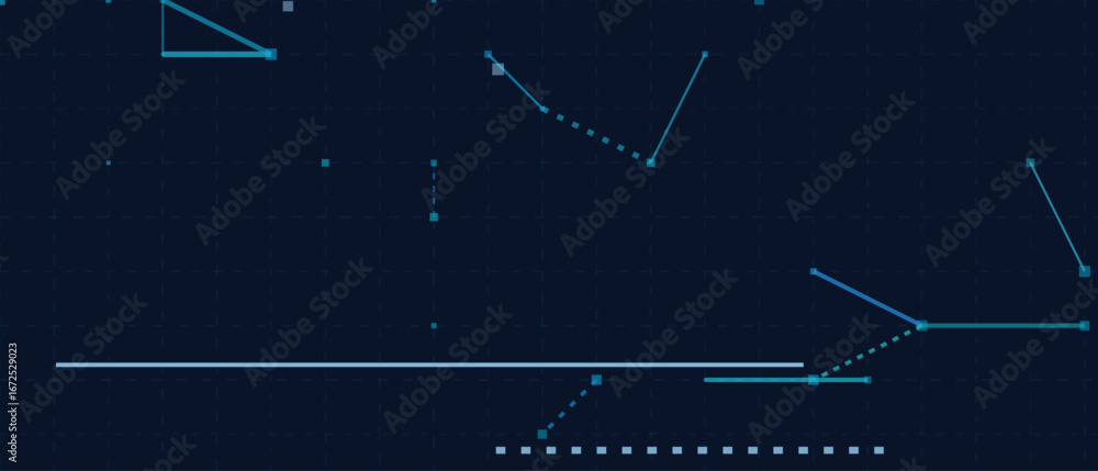 Aufkleber dynamic vector tech background with lines and grids in dark blue theme.