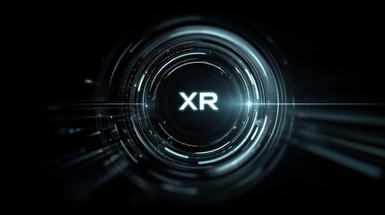 High quality photo of futuristic xr portal with glowing light and digital effects.