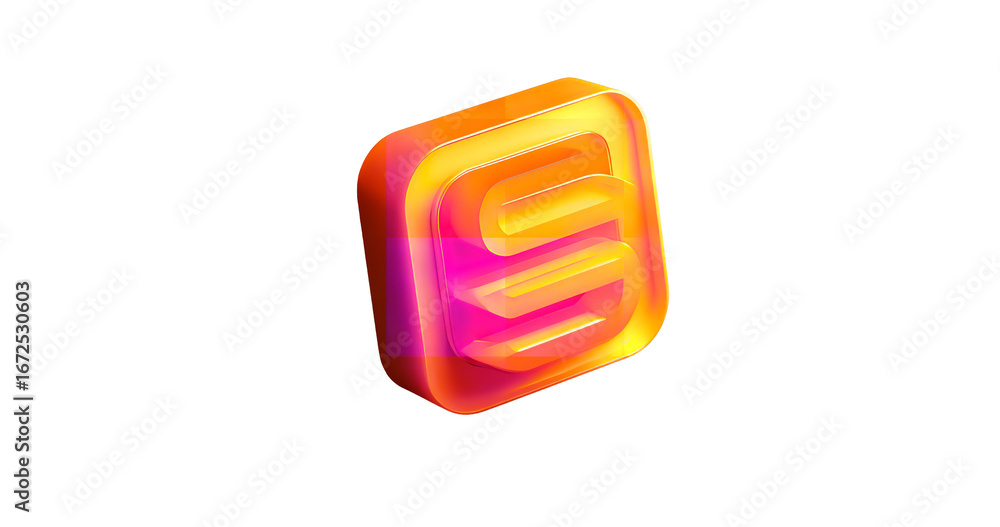 Aufkleber glossy stylish gradient orange number five for web design on transparent background