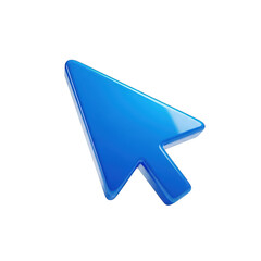 3d icon of blue computer mouse cursor arrow isolated on transparent background