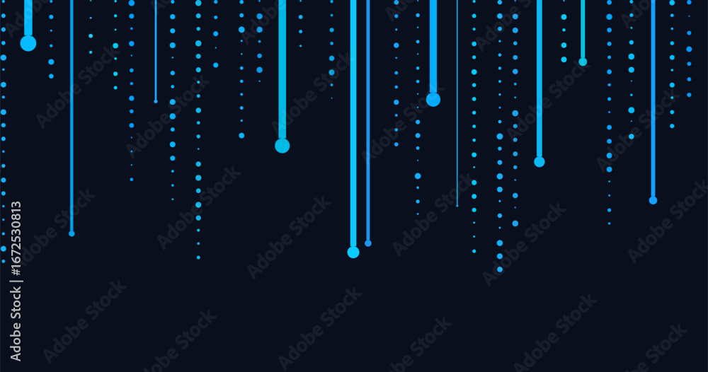 Poster futuristic vector tech background with blue digital dots and lines.