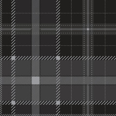Fototapeta premium Gray black tartan plaid seamless pattern in darker tone