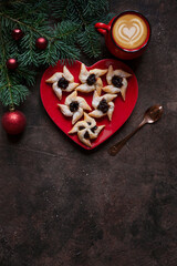 Top view Joulutorttu - homemade traditional Finnish Christmas pastry