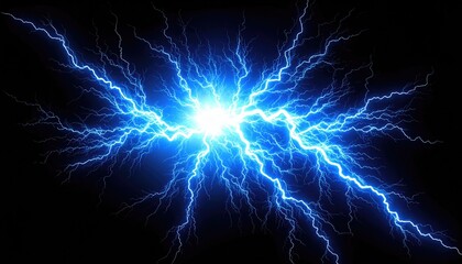 Electric blue energy burst explodes across a dark background