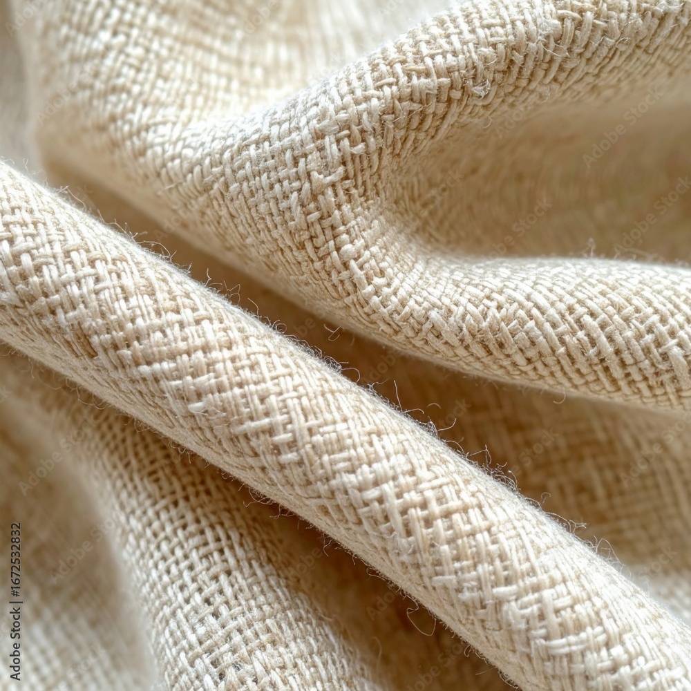 Poster close up of beige woven fabric texture with intricate weave pattern background