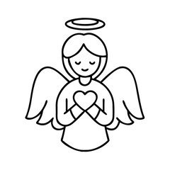 Angel drawing vector illustration with wings and halo for christmas or religious design use
