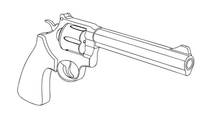 3d continuous one line art drawing of hand gun old gun