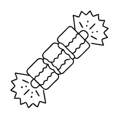 Christmas cracker vector icon illustration, party cracker outline drawing for xmas celebration design