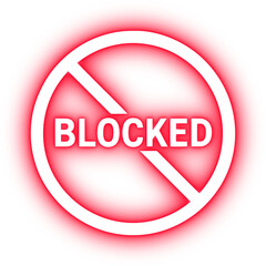 Neon blocked symbol for warnings and restrictions isolated transparent background PNG