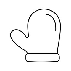 Outline winter mitten vector illustration for coloring book page or graphic design element with line art