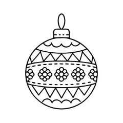 Downloadable christmas ornament coloring page with floral and geometric design for kids activity