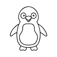 Penguin outline drawing vector illustration for coloring page and educational activity for kids