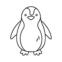 Cute penguin outline drawing vector illustration for coloring pages and educational resources