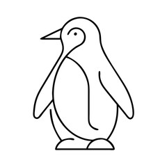 Penguin outline drawing vector illustration antarctic bird animal minimalist line art design icon graphic