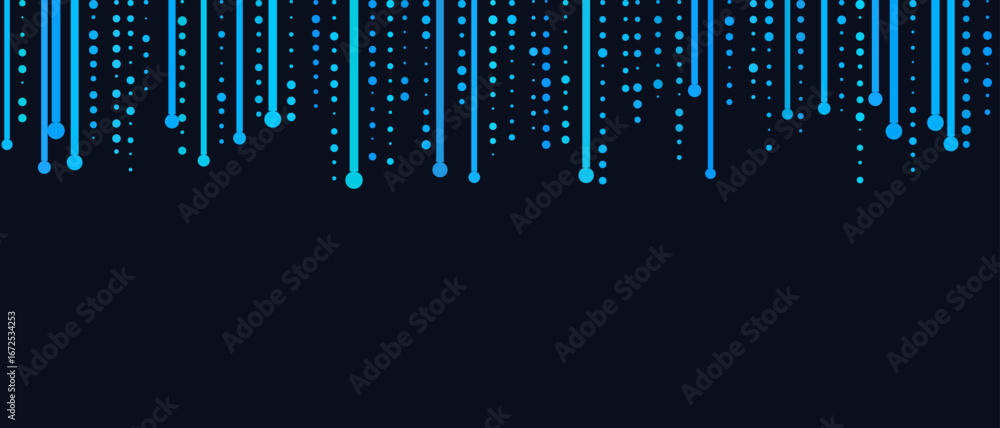Aufkleber futuristic vector tech background with blue dots and lines on dark theme.