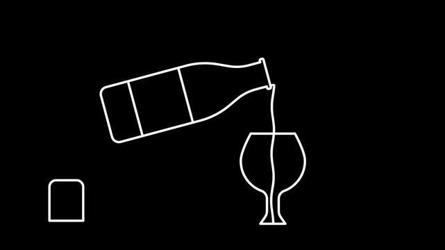 Animated alcohol icons in thin line style