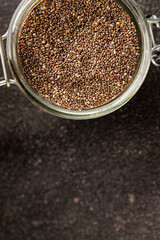 Chia seeds healthy superfood tasty snack fresh delicious gourmet food background on the table rustic food top view copy space keto and paleo diet vegan and vegetarian food