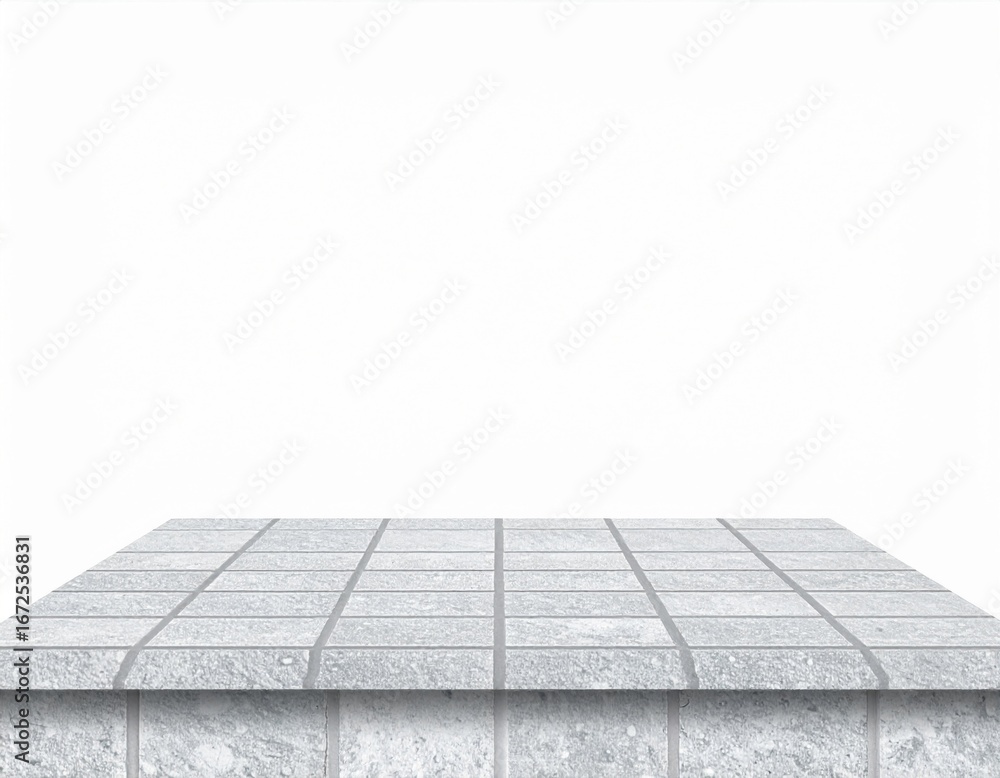 Aufkleber empty gray stone tile table surface against white background for display