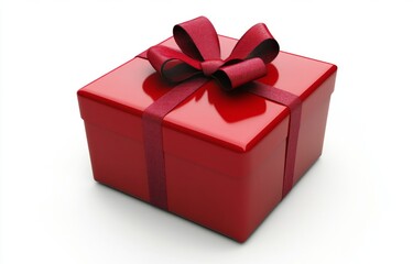 Obraz premium Elegant red gift box with a bow and ribbon, isolated on a white background. Vector illustration design for any celebration