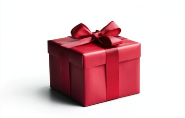 Obraz premium Elegant red gift box with a bow and ribbon, isolated on a white background. Vector illustration design for any celebration