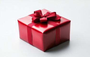 Obraz premium Elegant red gift box with a bow and ribbon, isolated on a white background. Vector illustration design for any celebration