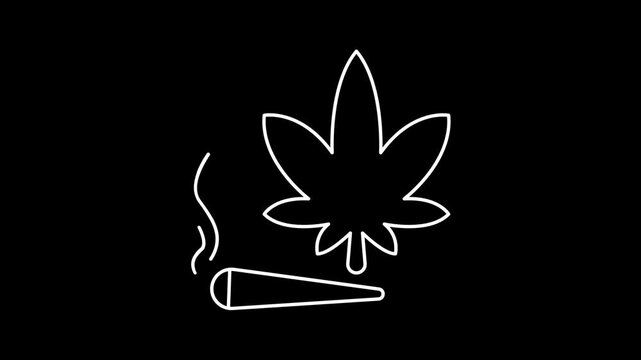 Animated cannabis icons in thin line style