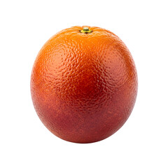 A high-quality, professional-grade visual of a whole blood orange with a textured skin, a classic citrus fruit, completely visible and perfectly isolated on transparent background.