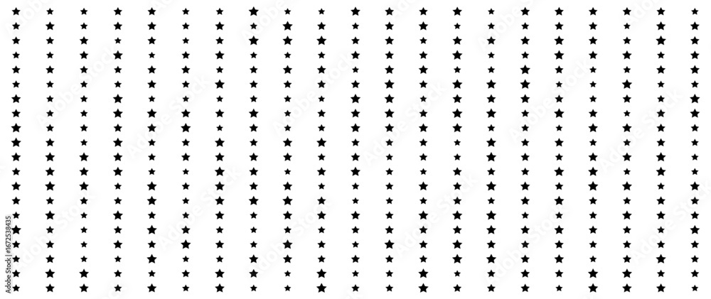 Poster seamless star pattern background with monochrome stars aligning in repeating rows.