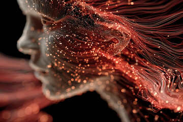 abstract fractal background of human figure ai tech