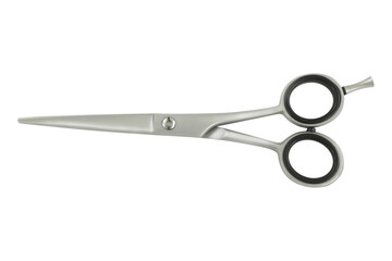 Hairdressing scissor for hair cutting isolated on transparent background, stainless steel hair...