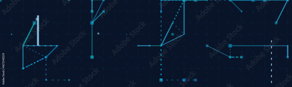 Poster abstract vector tech background with geometric shapes and digital patterns.