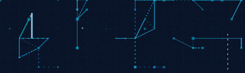 Abstract vector tech background with geometric shapes and digital patterns.