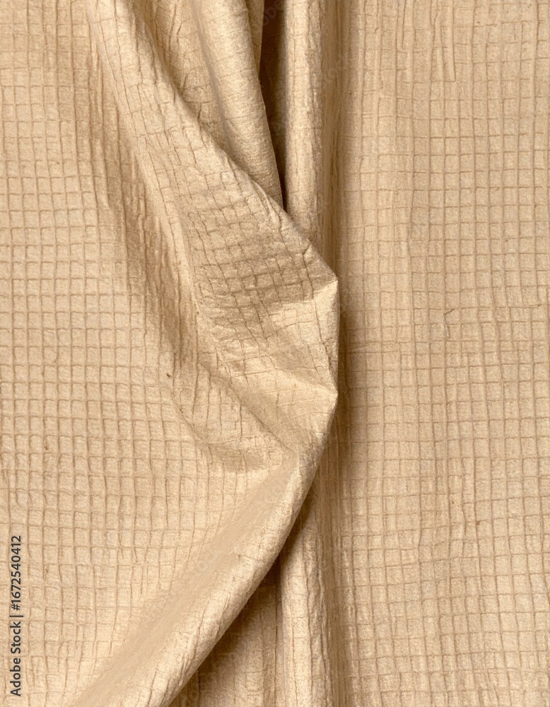 Poster detailed tan beige fabric texture with grid pattern and subtle draping for creative resource