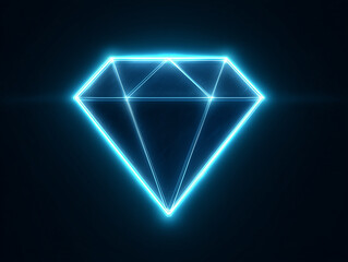 Neon blue diamond outline on black, digital art