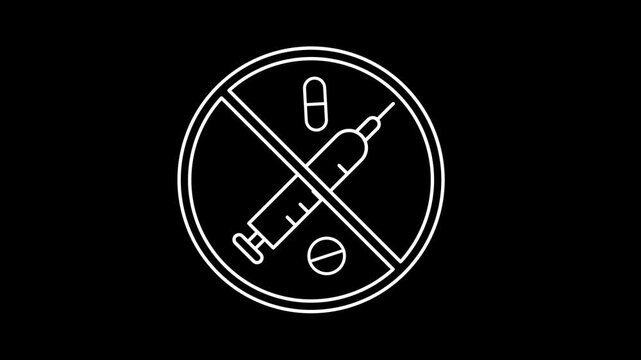Animated drug abuse icons in thin line style