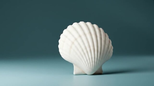 White seashell on blue background marine nature theme decorative mollusk graphic