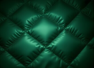 Naklejka premium Green Quilted Leather Texture, Diamond Pattern Close-Up