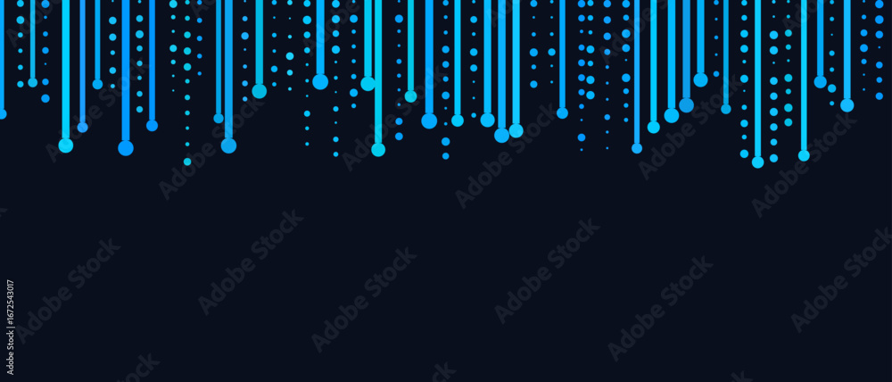 Aufkleber dynamic vector tech background with blue lines and dots on dark surface.