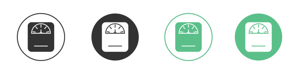 Weight scale icons silhouette in flat black style.