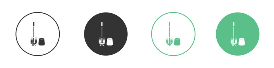 Toilet brush icons silhouette in flat black style.