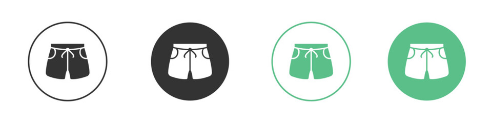 Swim shorts icons silhouette in flat black style.