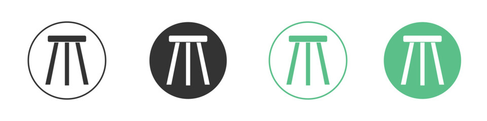 Stool icons silhouette in flat black style.