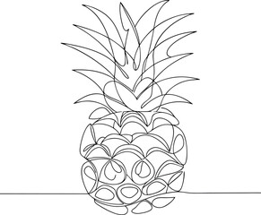 Obraz premium 3d continuous line art drawing of pineapple fruit eps on white background