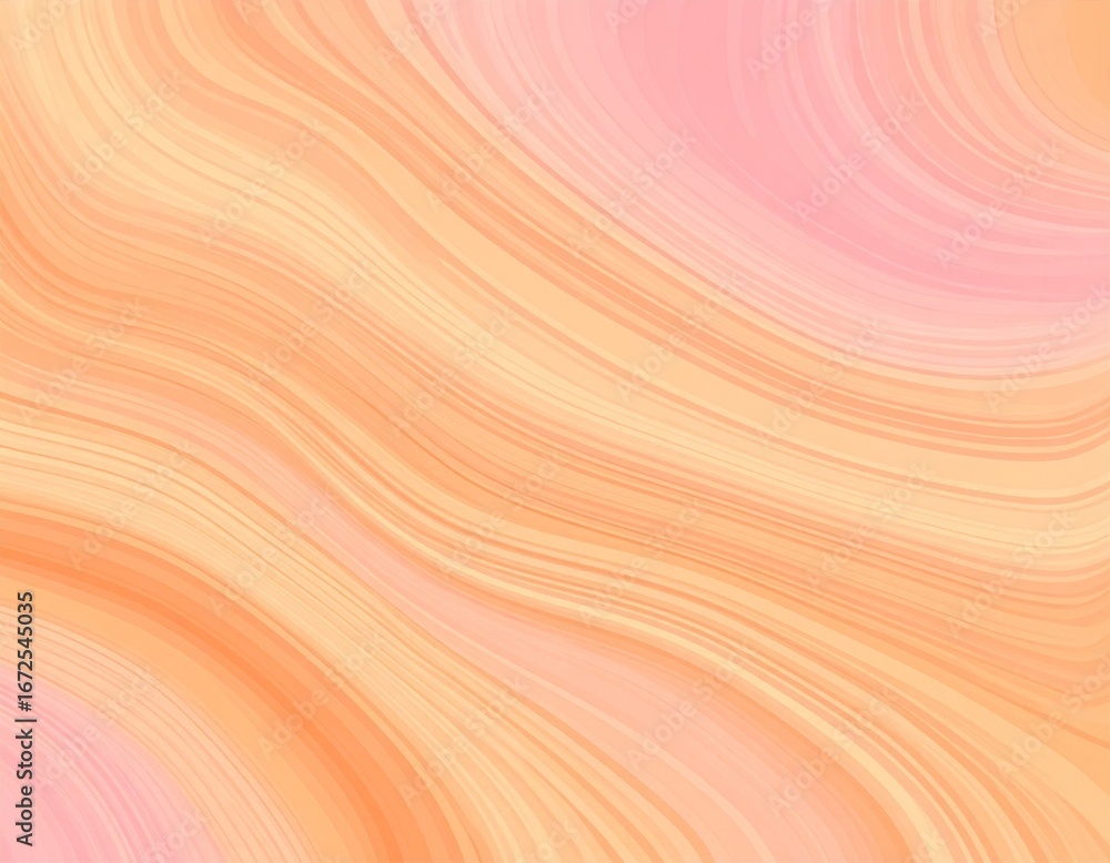 Poster swirling abstract texture in soft orange and pink shades with curved lines and fluid gradient