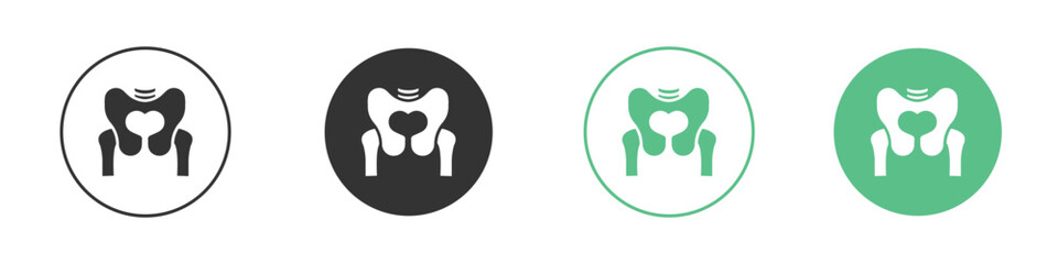 Pelvis icons silhouette in flat black style.