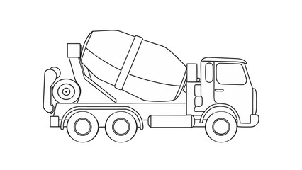  continuous line art jpg on drawing art of cement mixer