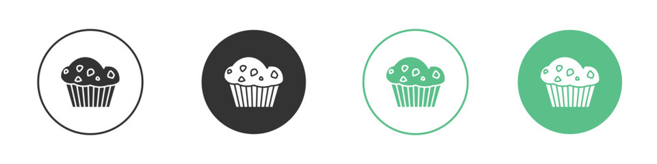 Muffin icons silhouette in flat black style.